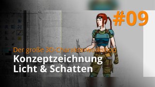 Blender 3D-Charakterworkshop | #09 - Konzeptzeichnung Licht & Schatten