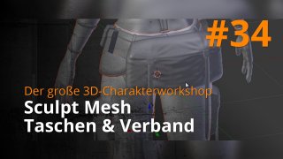 Blender 3D-Charakterworkshop | #34 - Sculpt Mesh Taschen & Verband